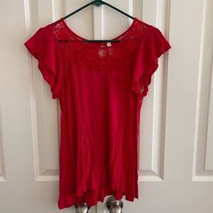 Lace red blouse